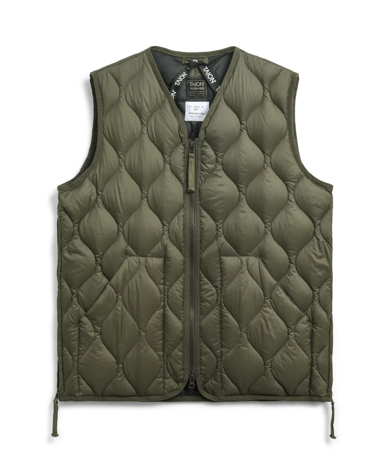 美品TAION タイオン MILITARY V NECK WZIPダウンベスト TAION