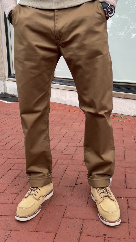 Pure Blue Japan - [1166] Woven High Density Twill Trousers in Camel - City Workshop Men's Supply Co.