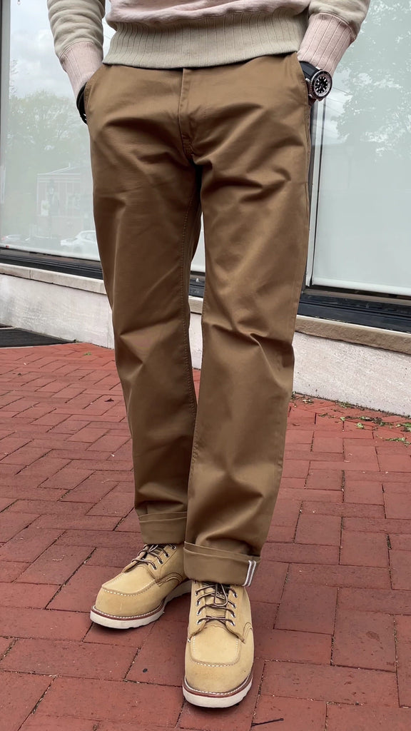 Pure Blue Japan - [1166] Woven High Density Twill Trousers in Camel