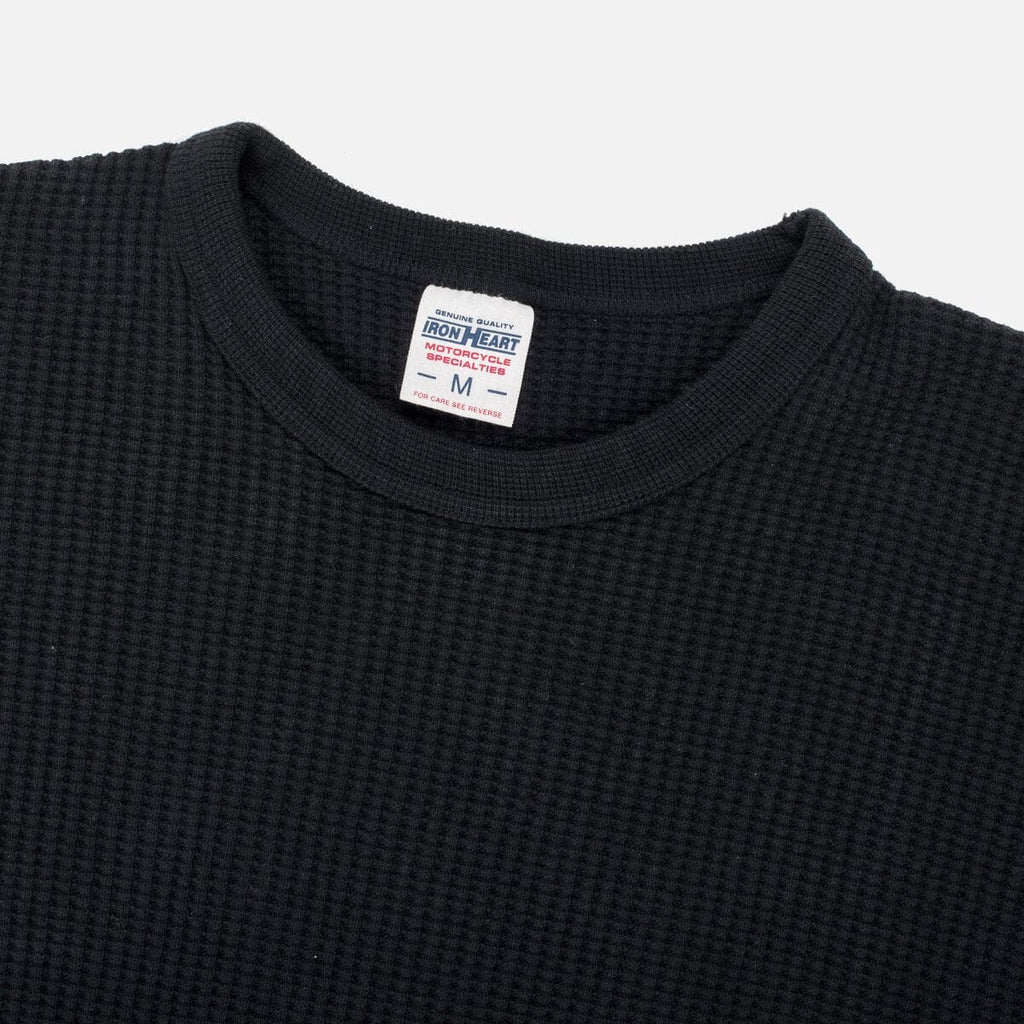 Iron Heart - Waffle Knit Long Sleeved Crew Neck Thermal Top - Black - City Workshop Men's Supply Co.