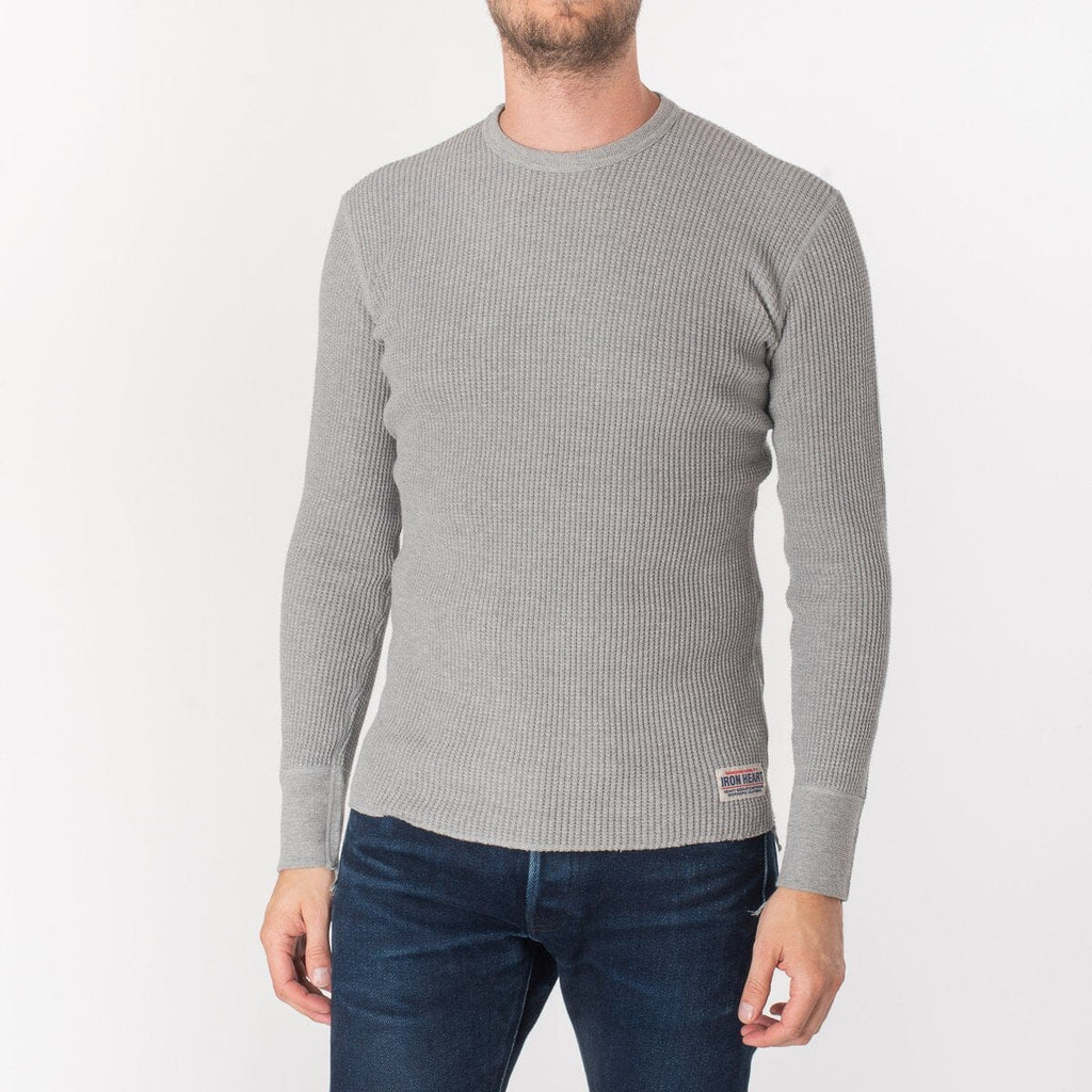 Iron Heart - Waffle Knit Long Sleeved Crew Neck Thermal Top - Grey - City Workshop Men's Supply Co.