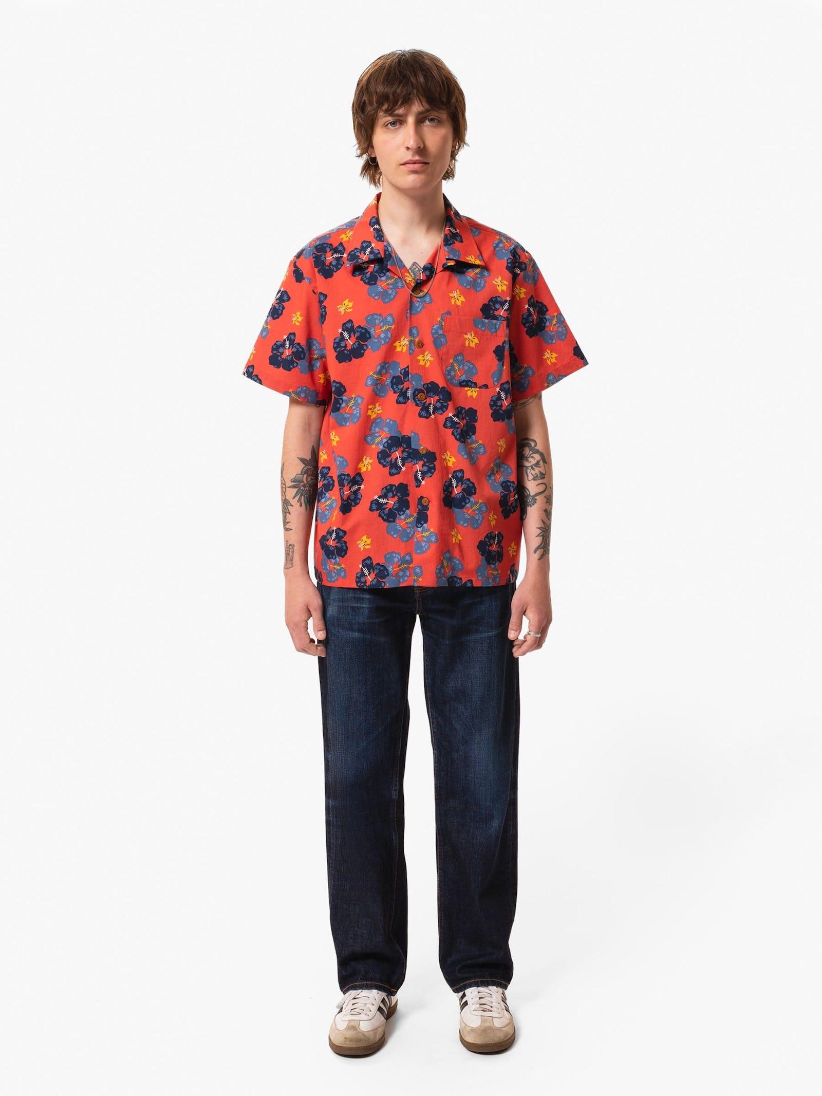 Nudie Jeans Co - Arthur Flower Hawaii Shirt Red - City Workshop Men's Supply Co.