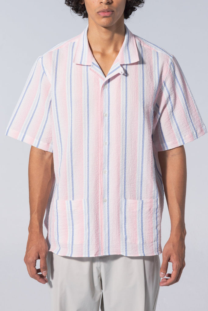 Unfeigned - Short Sleeve Shirt S1 Seersucker - Pink and Blues - City Workshop Men's Supply Co.