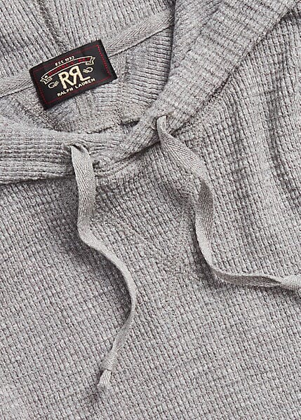 Double RL - Waffle-Knit Hoodie in Vintage Grey Heather