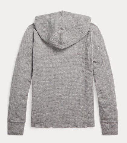 Double RL - Waffle-Knit Hoodie in Vintage Grey Heather