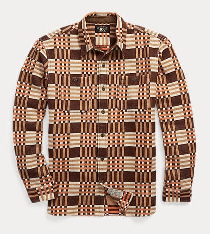 Double RL - Plaid Jacquard Workshirt in Brown Multi – City