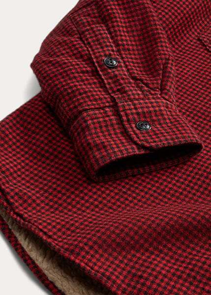 Double RL - Fleece-Lined Checked Twill Overshirt - Red/Black - City Workshop Men's Supply Co.