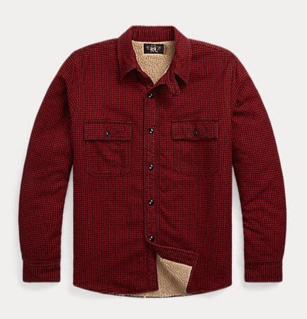 Double RL - Fleece-Lined Checked Twill Overshirt - Red/Black - City Workshop Men's Supply Co.