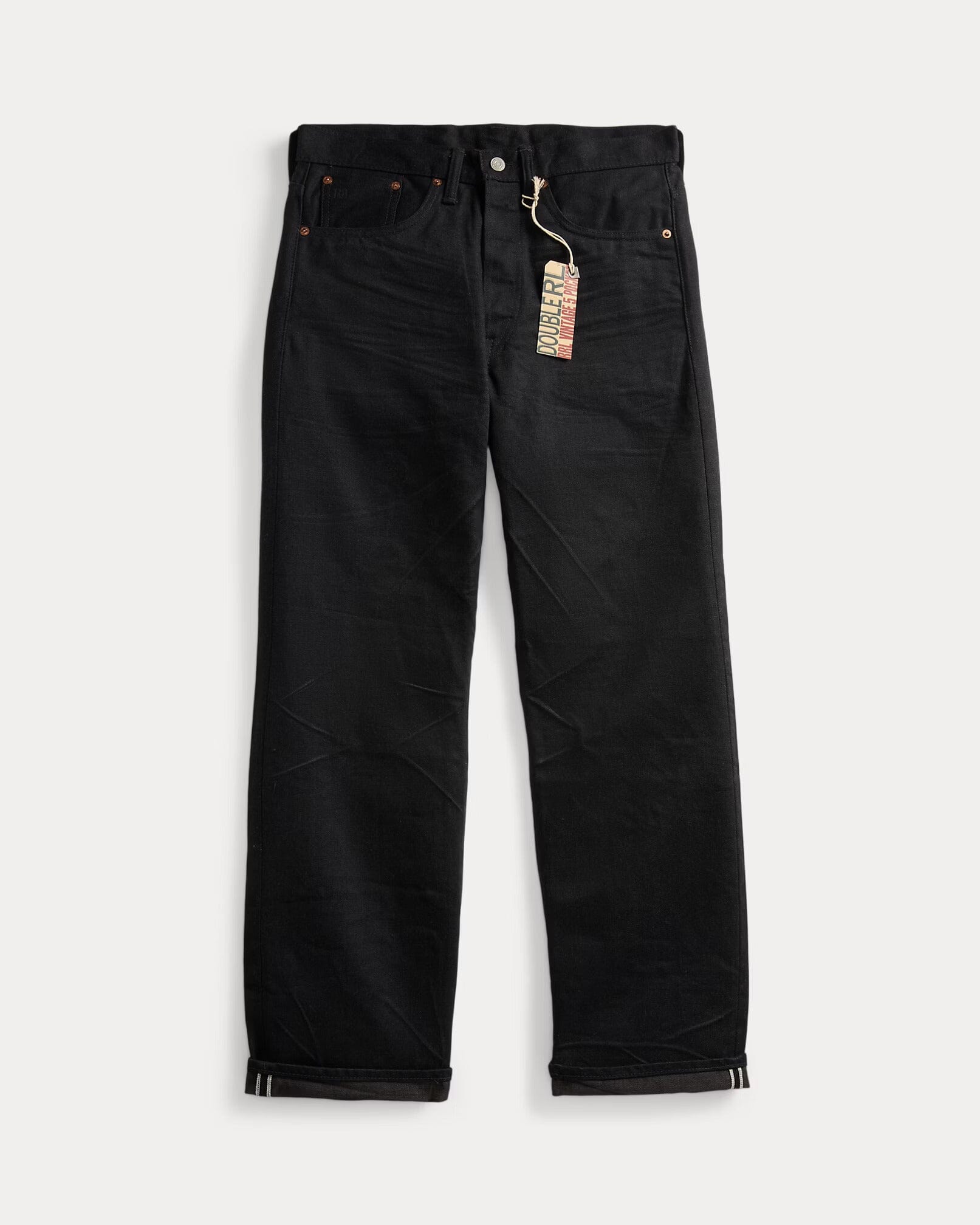 Double RL - Vintage 5-Pocket Black Selvedge Jean - New Black On