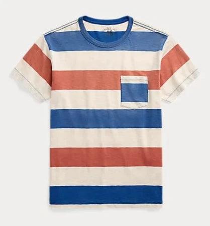 Double RL - Striped Jersey Pocket T-Shirt - Red/White/Blue - City Workshop Men's Supply Co.
