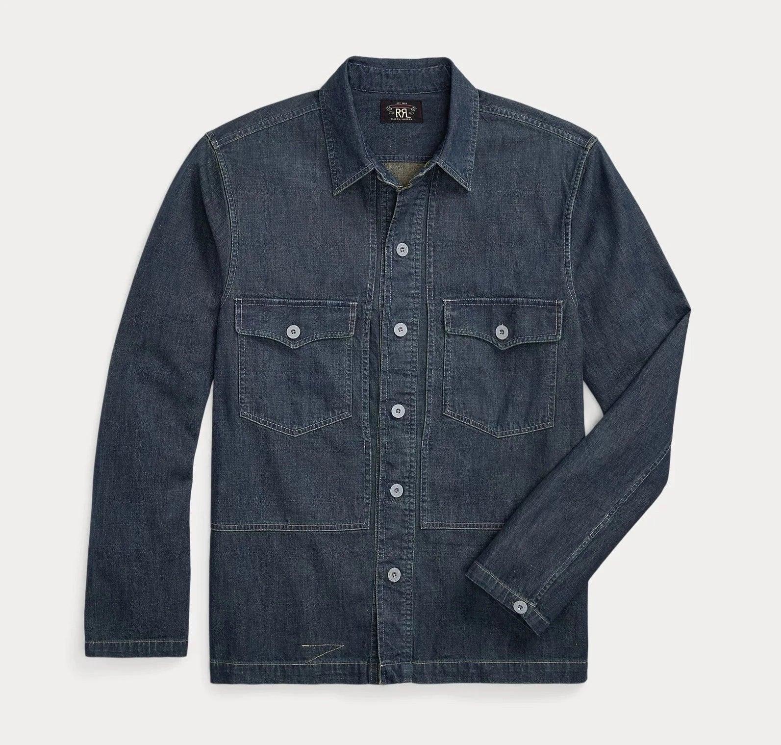 Double RL『INDIGO DENIM WORK SHIRT』(NAVY) Double RL - Indigo Denim Overshirt - Dark Wash – City