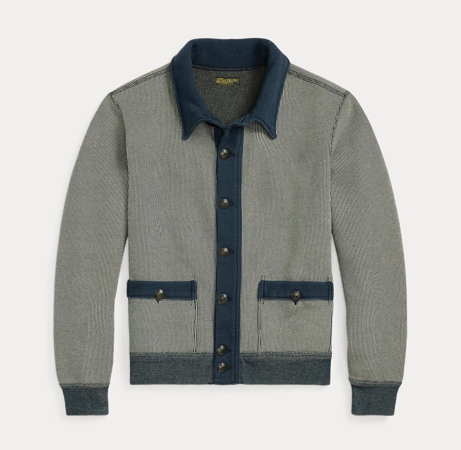 Double RL - Striped Jacquard-Knit Cardigan - Navy Multi – City