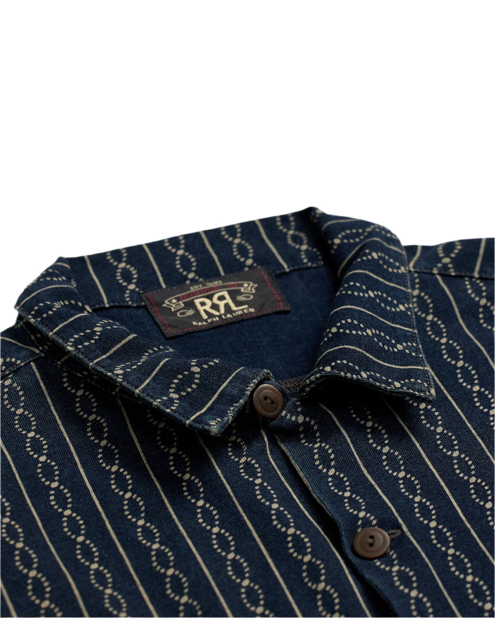 Double RL - Indigo Print Jersey Camp Shirt - Indigo Multi