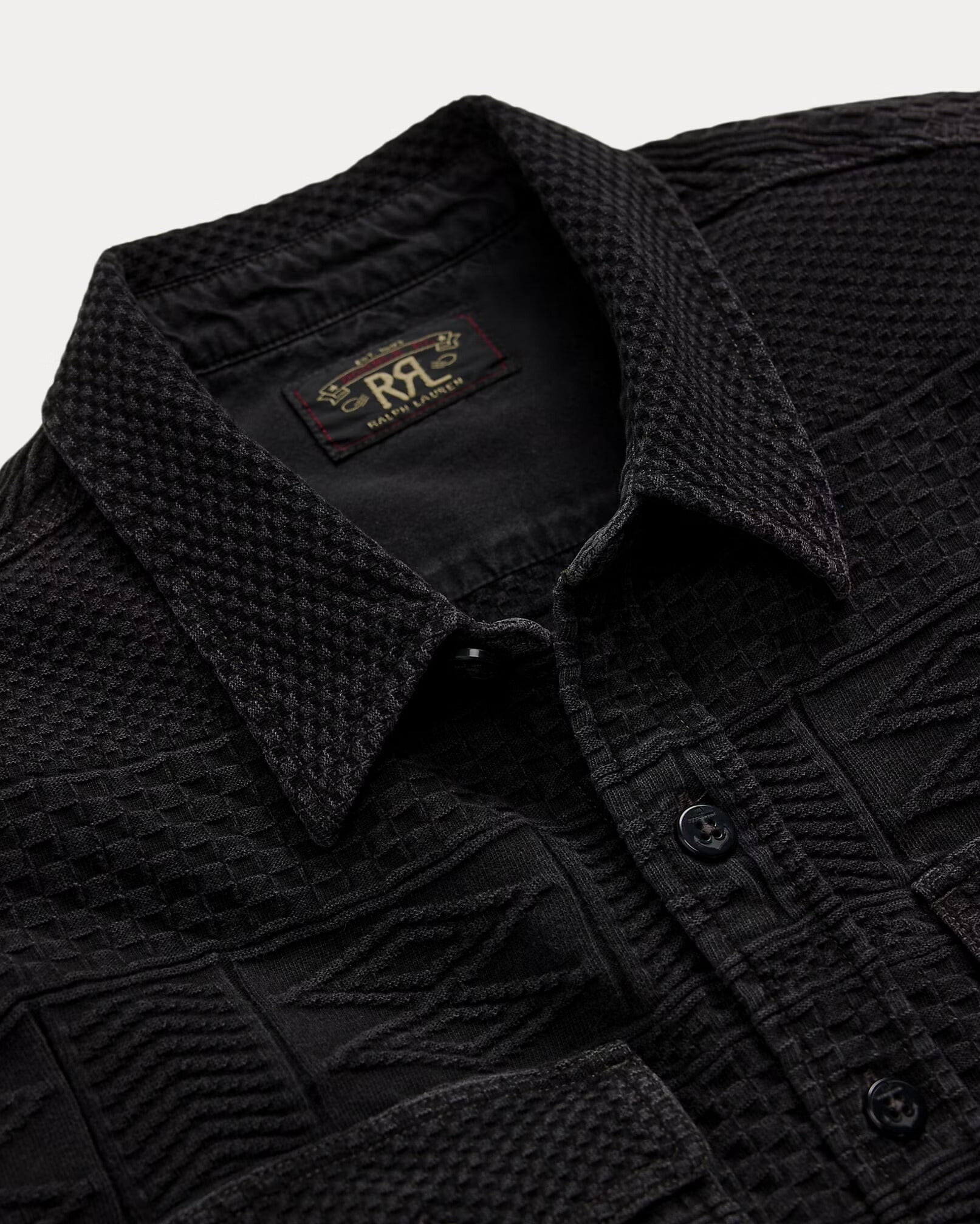 【美品】RRL BLACK INDIGO WORK SHIRT チンストラップ Julius Jacquard Workshirt in Black Indigo \u2013 Blue Owl Workshop