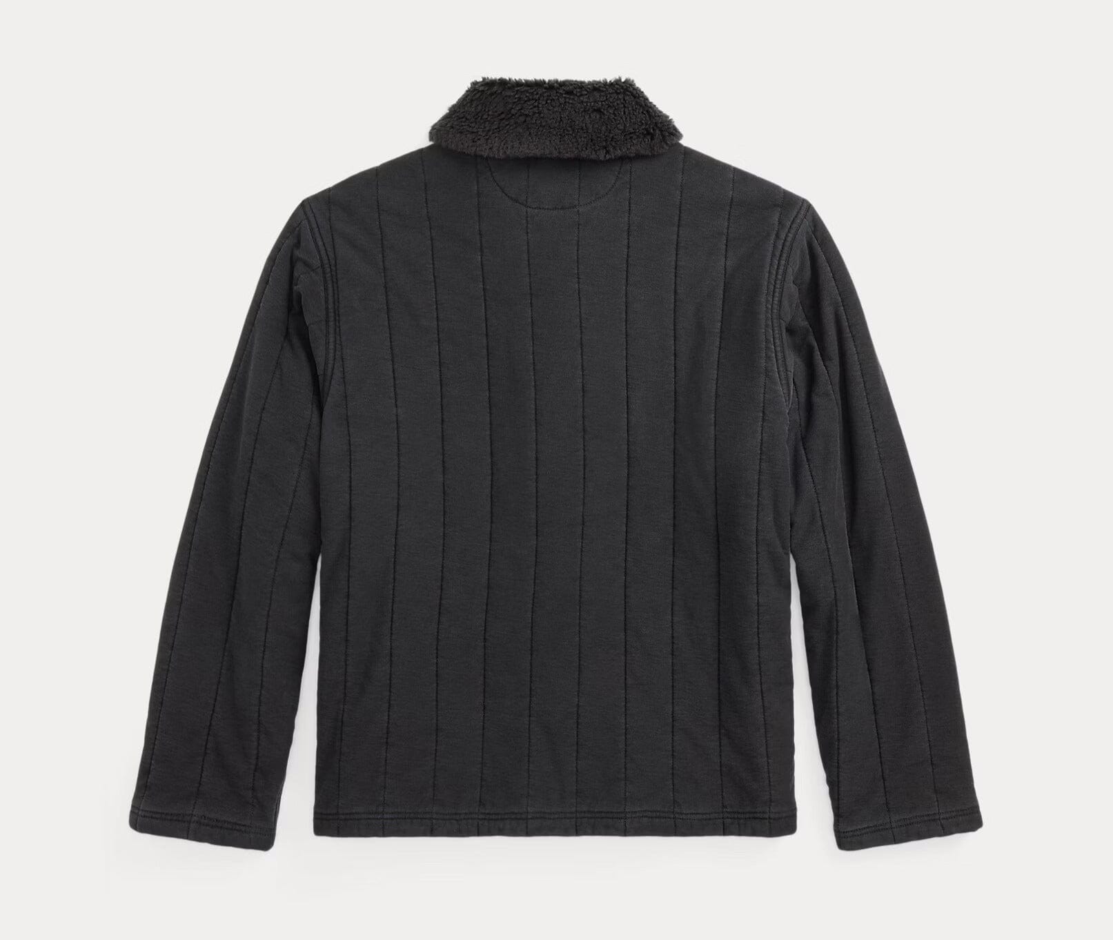 Double RL - Fleece-Collar Quilted Jersey Jacket - Faded Black