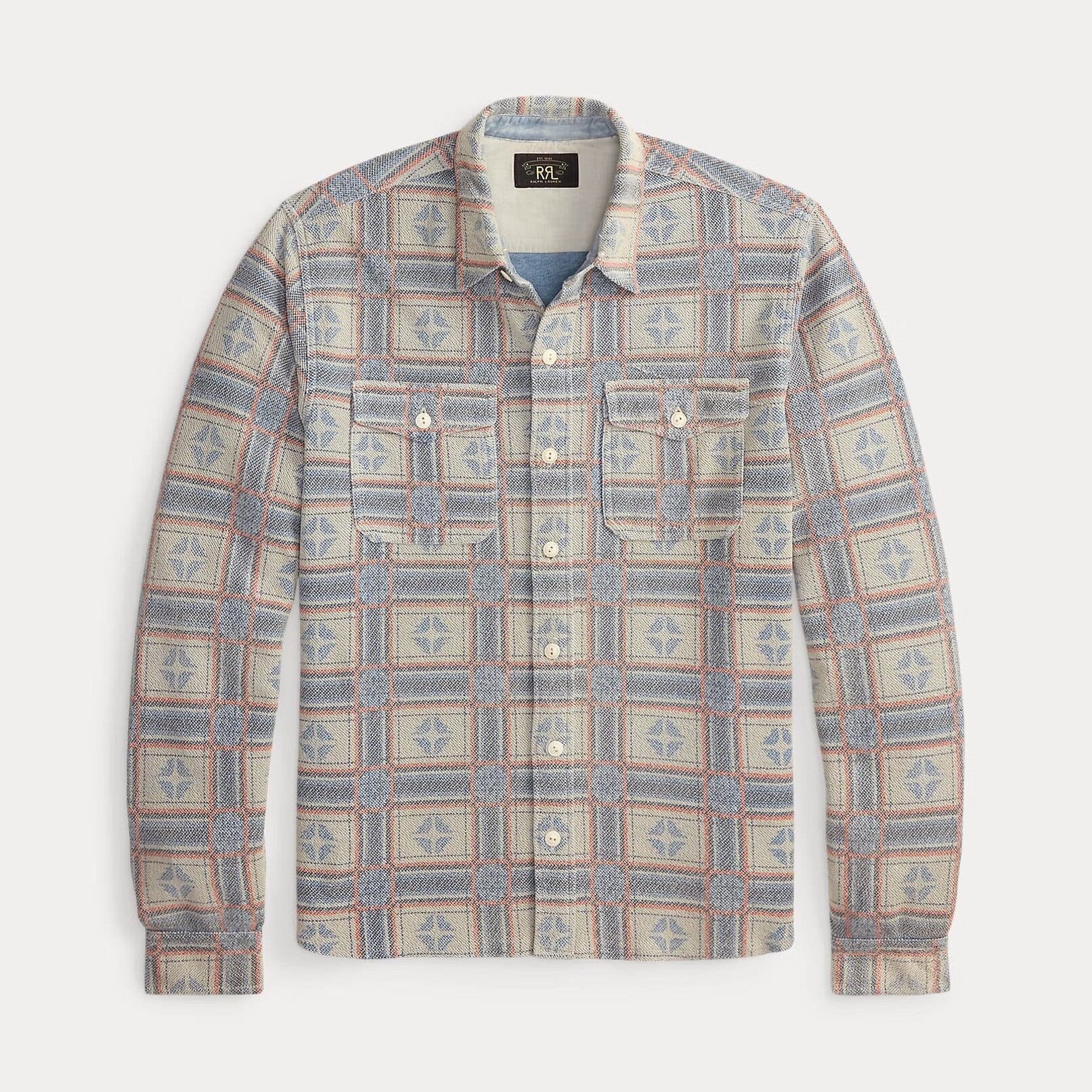 DOUBLE RL フェアアイル柄　カットソー RRL Double RL - Print Reverse-Terry Workshirt - White/Multi – City