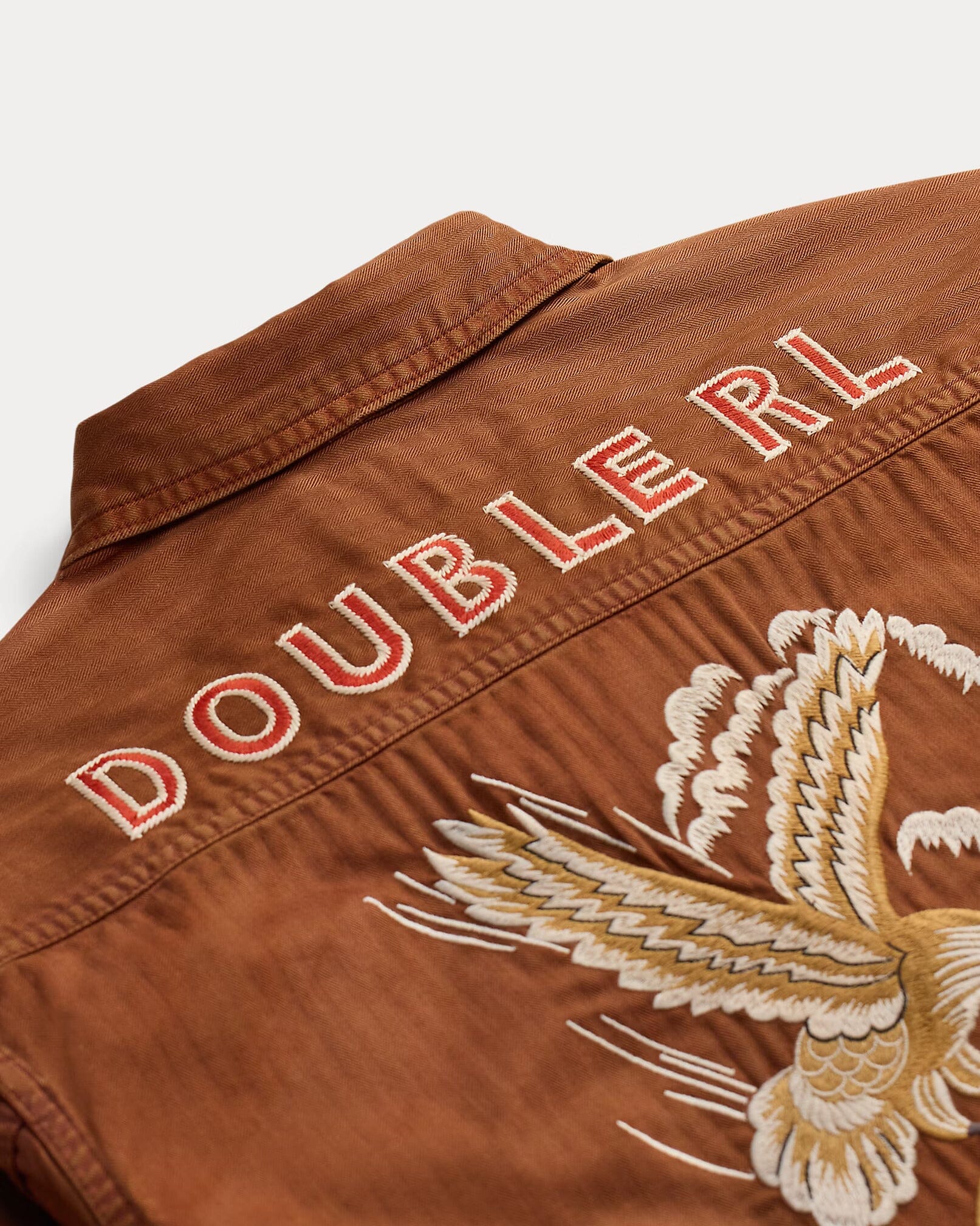 Double RL - Embroidered Herringbone Twill Overshirt - Brick - City Workshop Men's Supply Co.