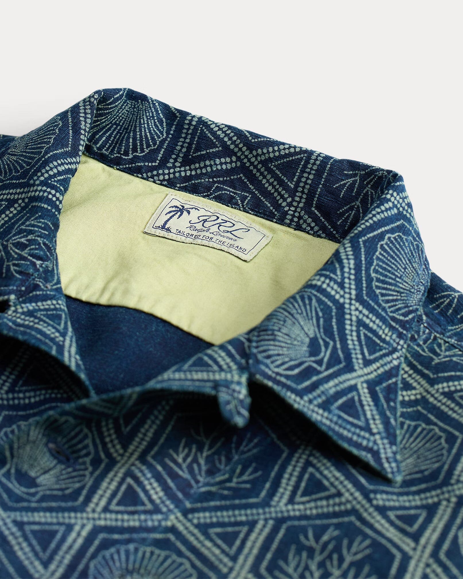 Double RL - Indigo Shell-Print Linen-Cotton Shirt - Indigo/Cream