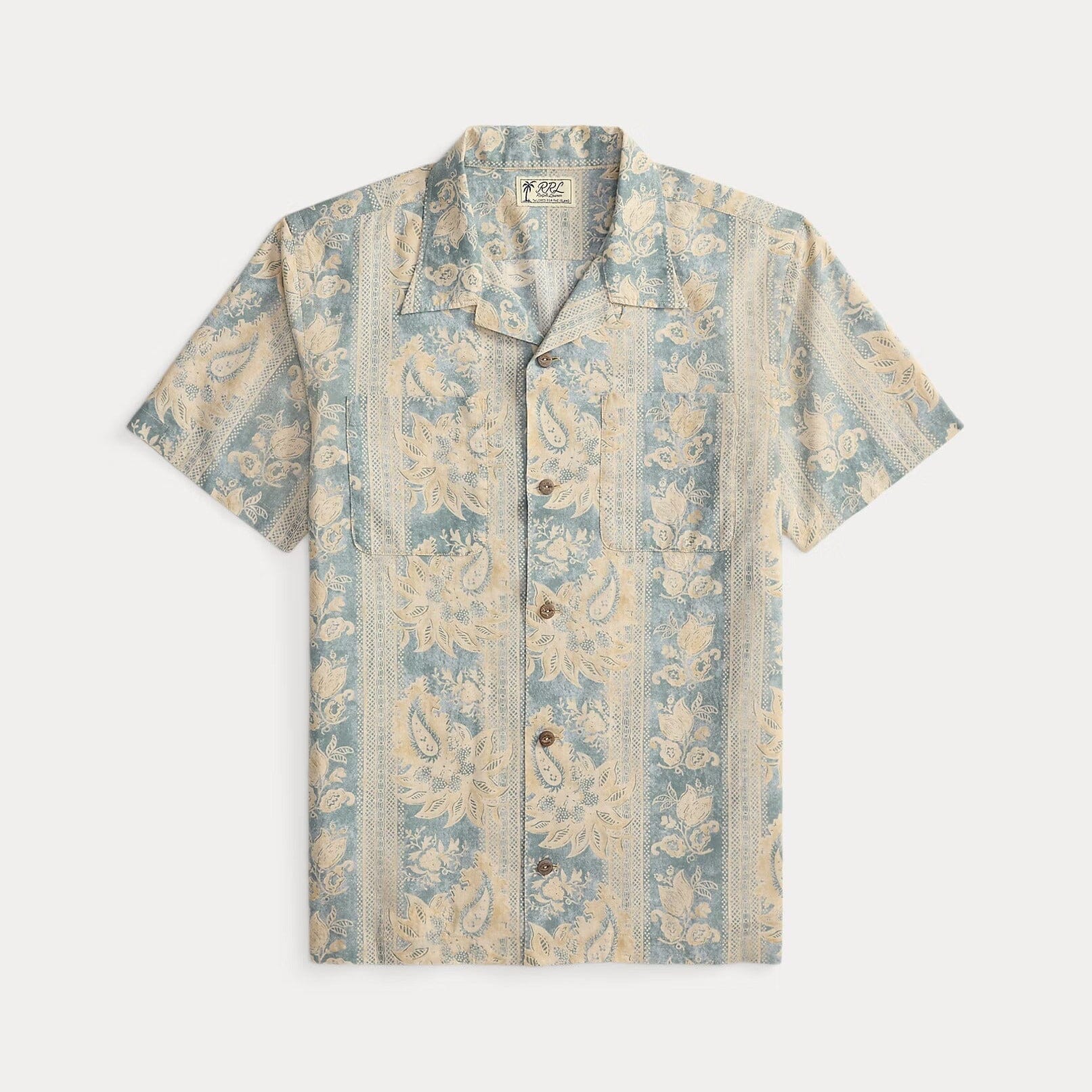Double RL - Floral-Paisley Linen-Cotton Shirt - Indigo Blue/Multi