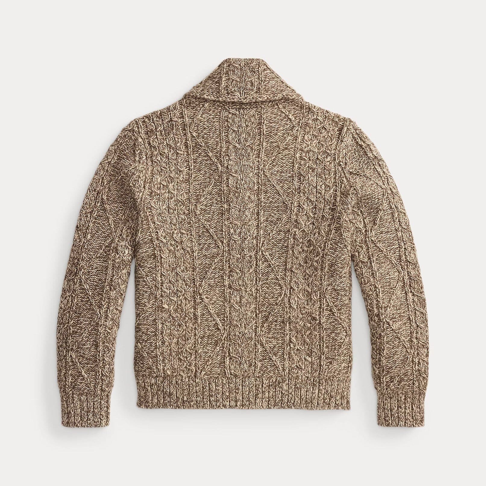 ラルフローレン The Double LR CO. Double RL - Cable Wool-Blend Full-Zip Jumper - Brown/Cream Marl