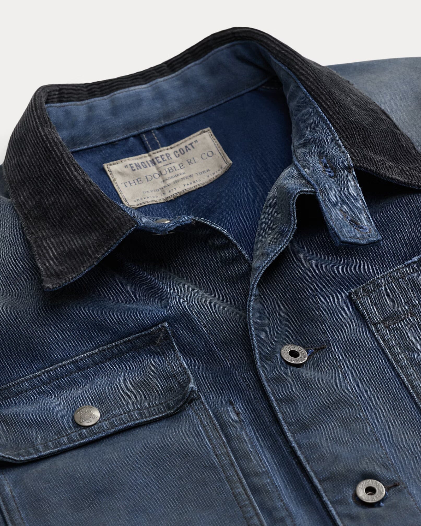 ジャケット・アウター THE DOUBLE RL CO. ENGINEER COAT S Double RL - Canvas Corduroy-Collar Engineer Jacket - Faded Navy
