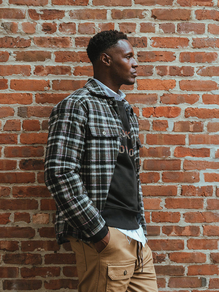 MEN'S LEE® X THE BROOKLYN CIRCUS® Quilted Working West Overshirt in White Smoke/Union-All Black - City Workshop Men's Supply Co.