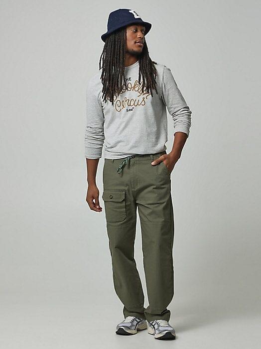 MEN'S LEE® X THE BROOKLYN CIRCUS® Drawstring Supply Pant in Muted Olive - City Workshop Men's Supply Co.