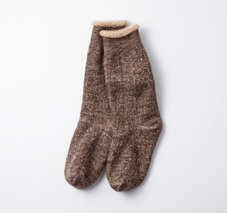 Rototo - Double Face Crew Socks - D. Brown/Brown