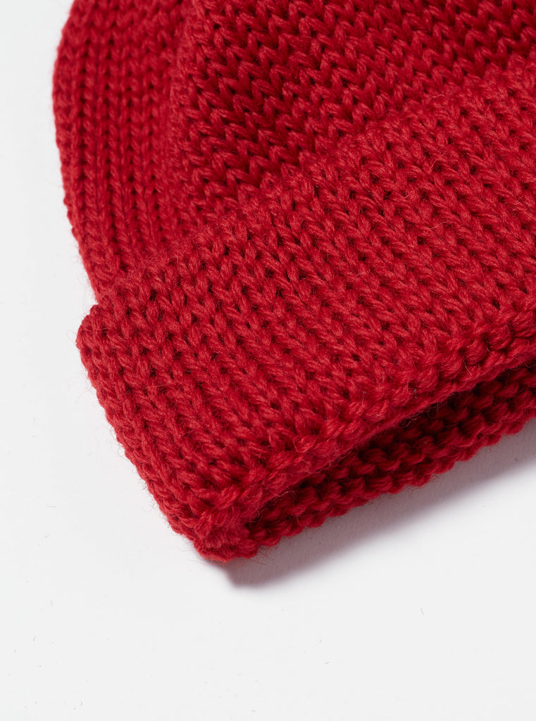 Universal Works - Short Watch Cap In Red British Wool