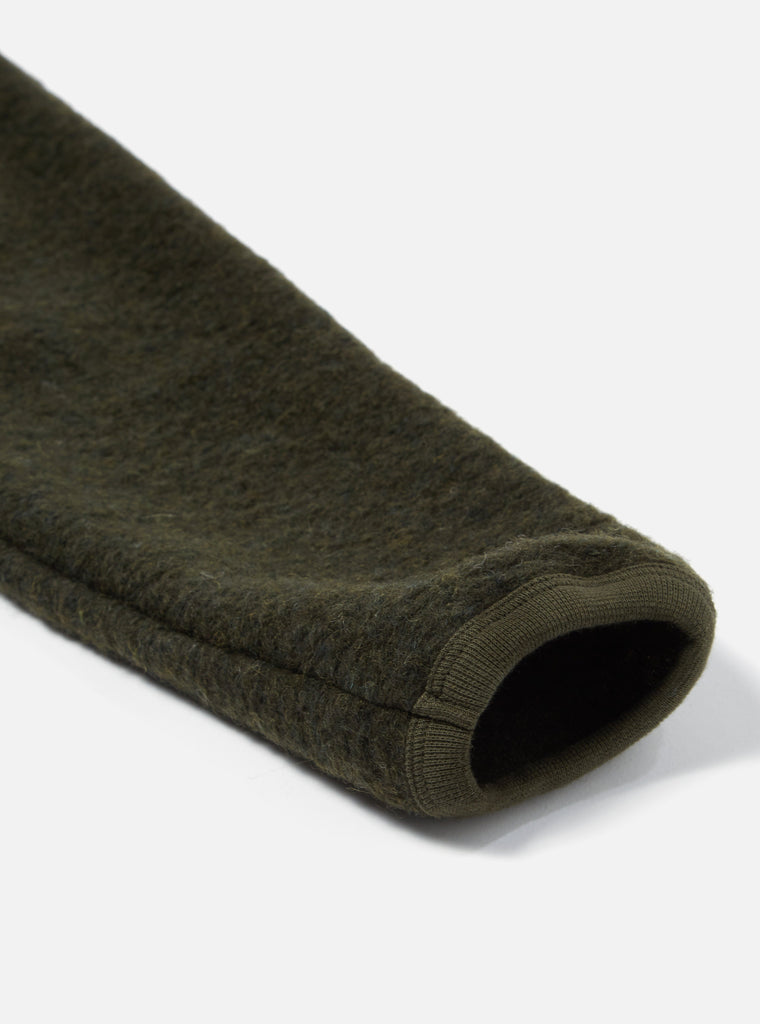 Universal Works - Cardigan In Olive Wool Fleece