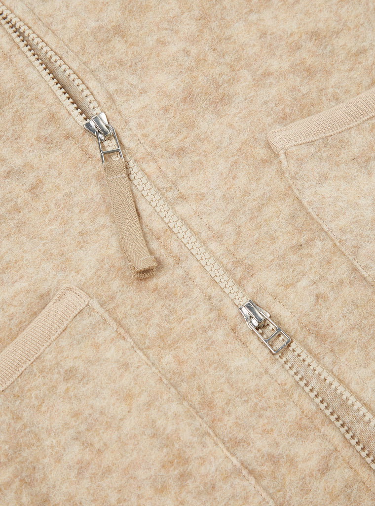 Universal Works - Zip Waistcoat In Stone Wool Fleece