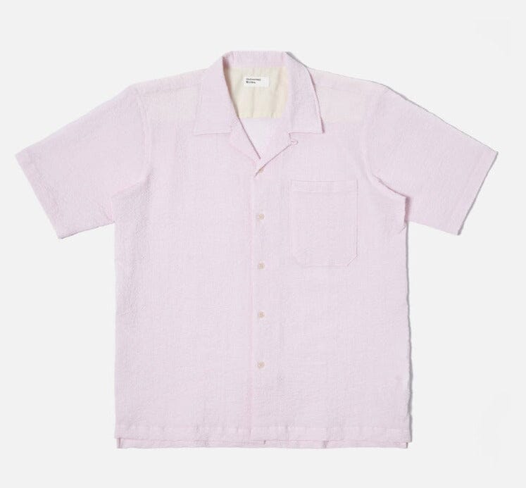 Universal Works - Camp Shirt In Pink Seersucker