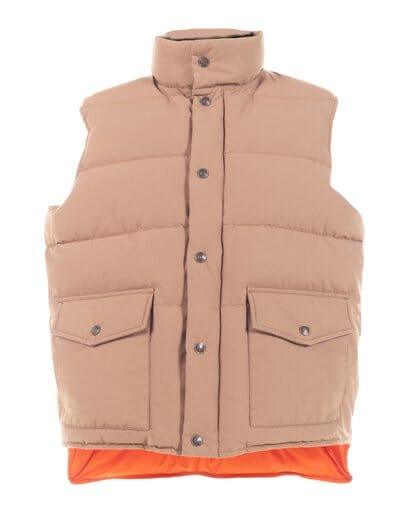 Schott NYC - Bobby; Water Repellent Cotton Blend Down Filled Vest - Khaki/Orange - City Workshop Men's Supply Co.