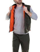 Schott NYC - Reversible Lightweight Quilted Down Filled Vest - Olive/Orange - City Workshop Men's Supply Co.