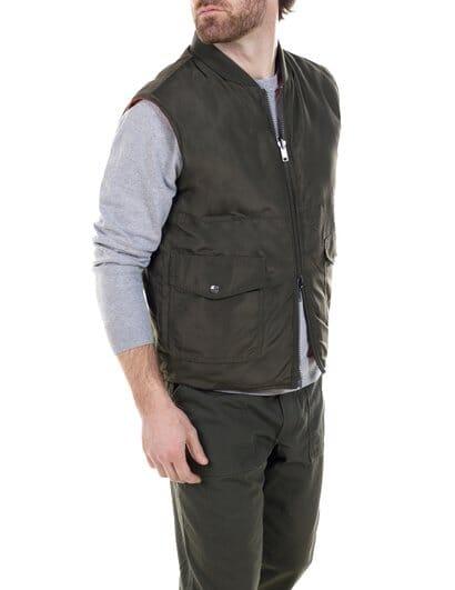 Schott NYC - Reversible Lightweight Quilted Down Filled Vest - Olive/Orange - City Workshop Men's Supply Co.