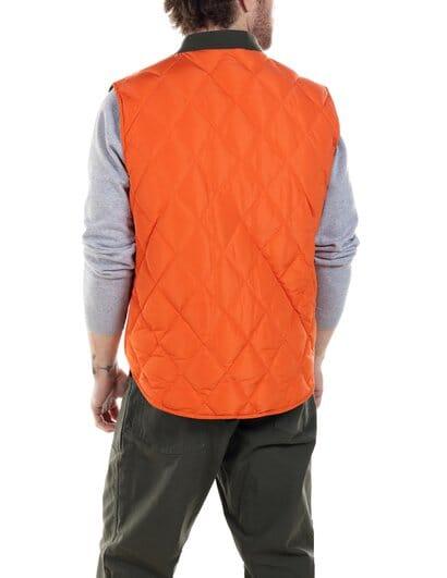 Schott NYC - Reversible Lightweight Quilted Down Filled Vest - Olive/Orange - City Workshop Men's Supply Co.