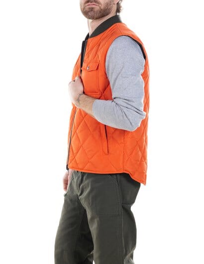 Schott NYC - Reversible Lightweight Quilted Down Filled Vest - Olive/Orange - City Workshop Men's Supply Co.
