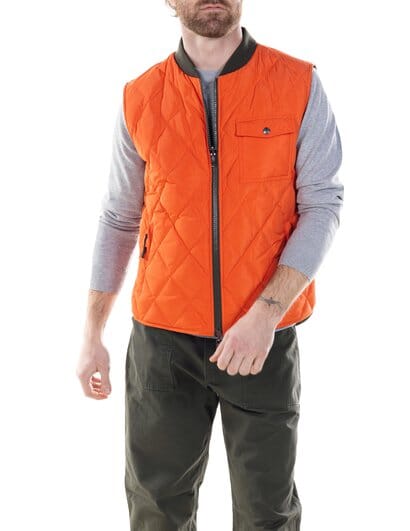 Schott NYC - Reversible Lightweight Quilted Down Filled Vest - Olive/Orange - City Workshop Men's Supply Co.