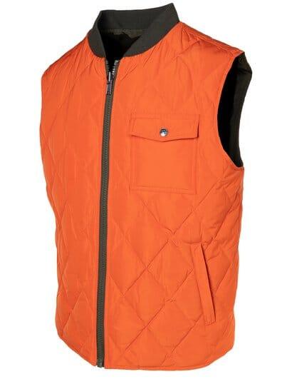 Schott NYC - Reversible Lightweight Quilted Down Filled Vest - Olive/Orange - City Workshop Men's Supply Co.