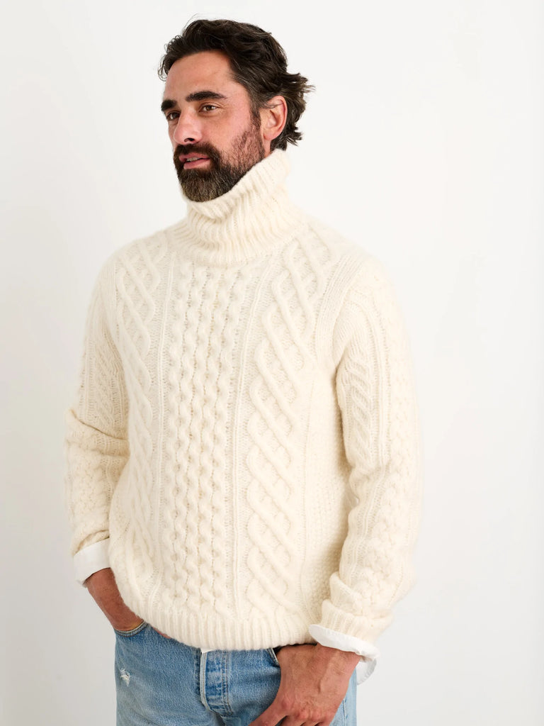 Alex Mill - Fisherman Cable Turtleneck Sweater in Ivory - City Workshop Men's Supply Co.