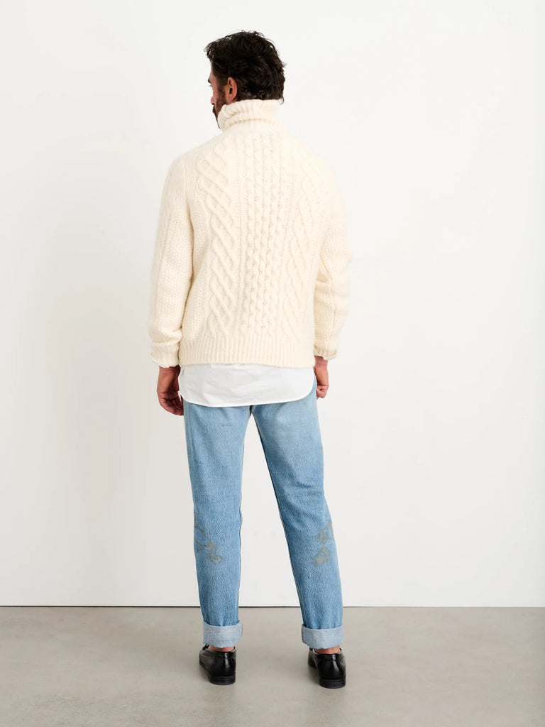 Alex Mill - Fisherman Cable Turtleneck Sweater in Ivory
