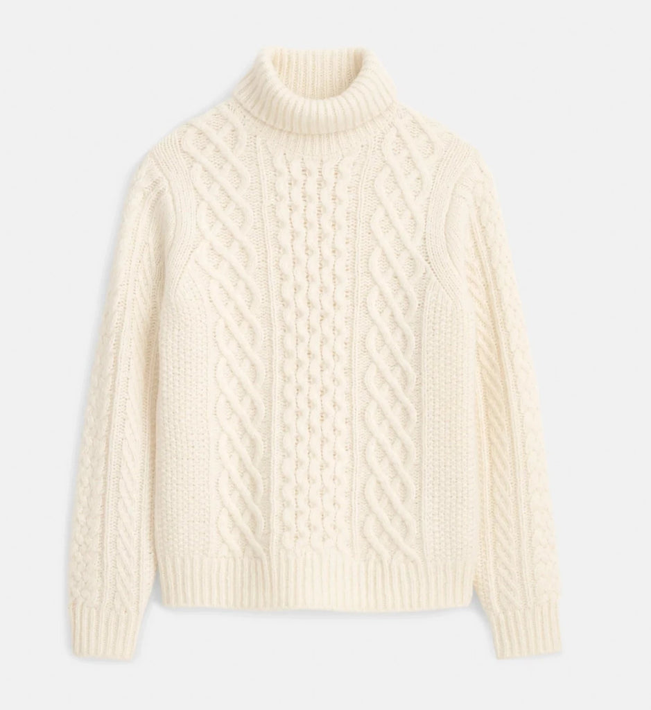 Alex Mill - Fisherman Cable Turtleneck Sweater in Ivory