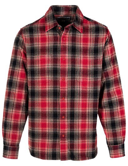 Schott NYC - Plaid Cotton Flannel Shirt - Black/Red