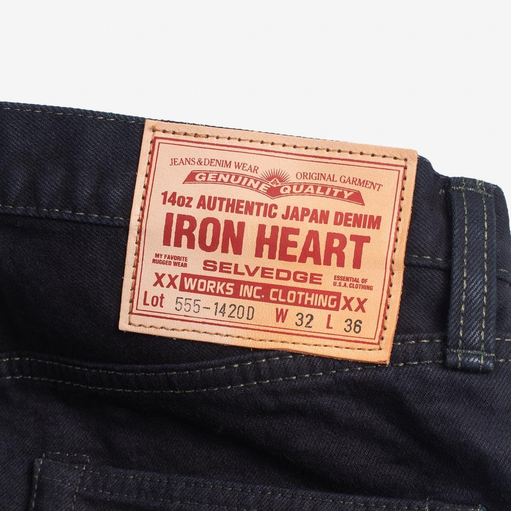 Iron Heart - 14oz IH-555S-142OD Selvedge Denim Slim Tapered Jeans - Indigo Overdyed Black