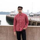 Iron Heart - 10oz Mock Twist Selvedge Chambray Work Shirt - Red - City Workshop Men's Supply Co.