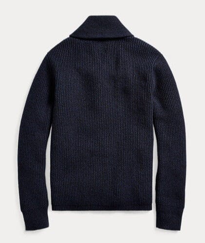 Double RL - Cashmere Shawl-Collar Cardigan in Navy