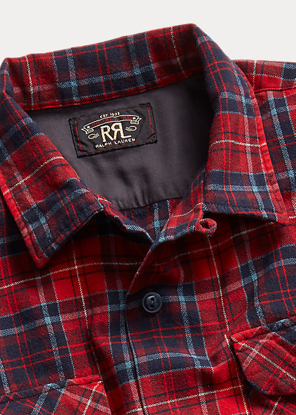 Double RL - Plaid Brushed Camp Workshirt - Red