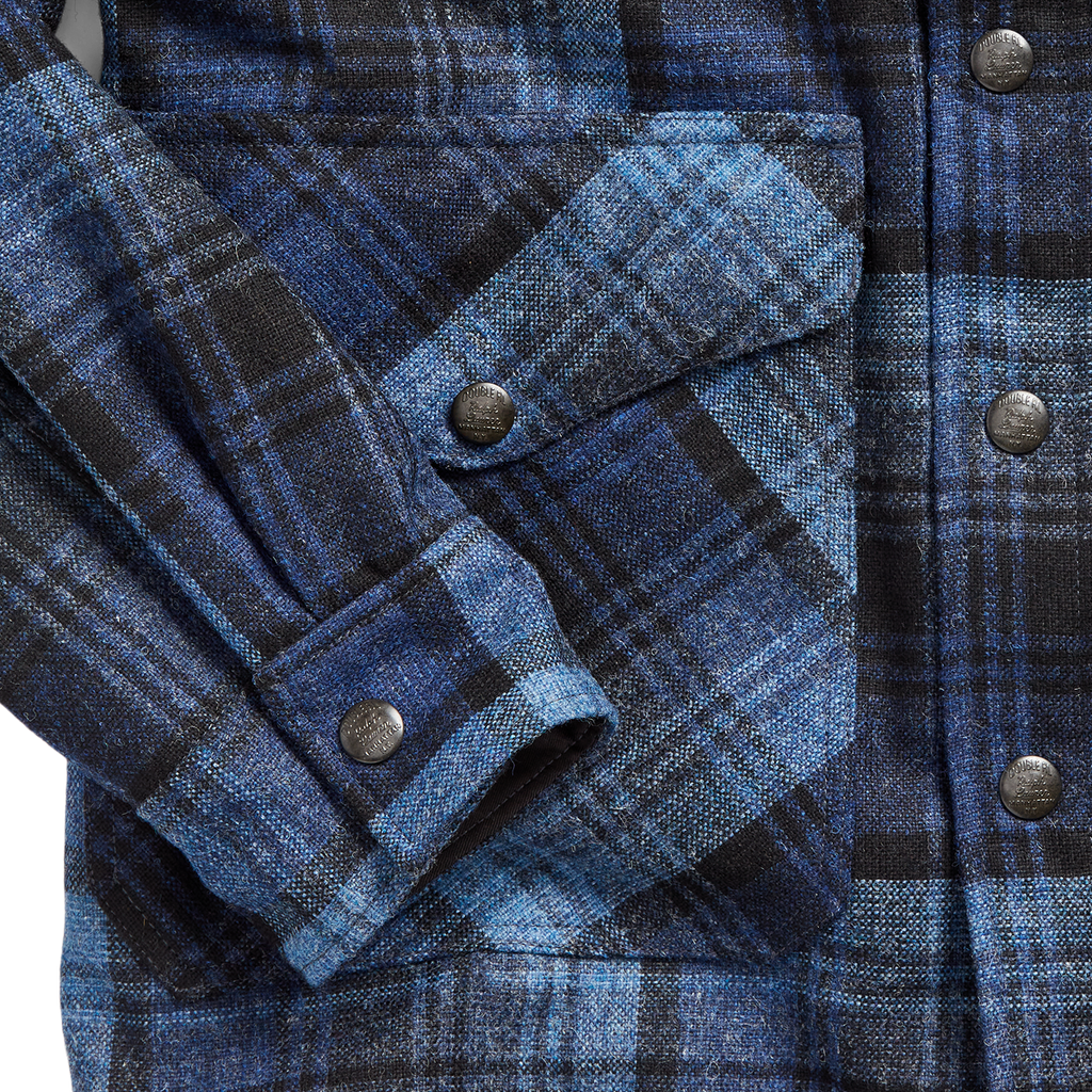 Double RL - Long-Sleeve Wool Plainweave Ombre Plaid Mason Overshirt - Dark Blue/Blue