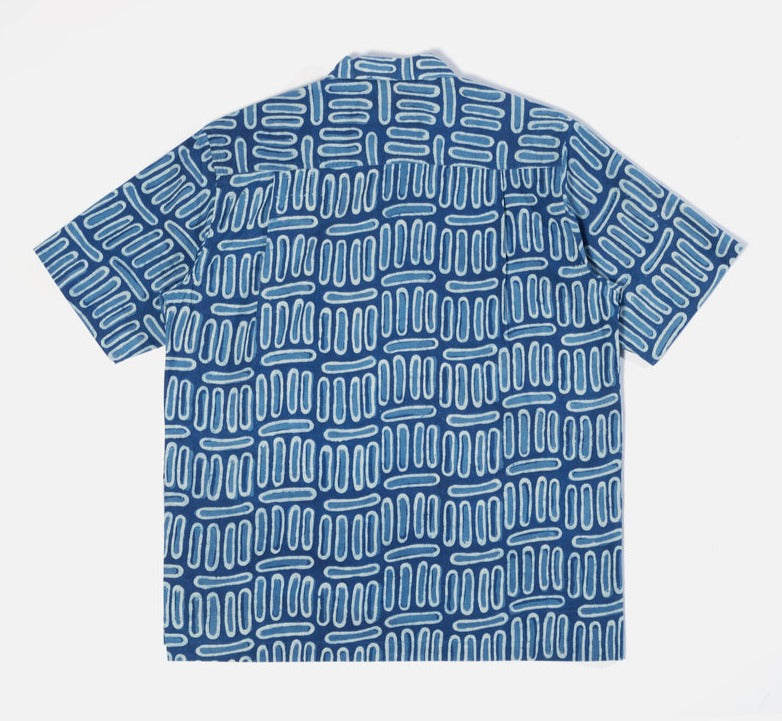 Universal Works - Camp Shirt - Indigo Hand Block Print