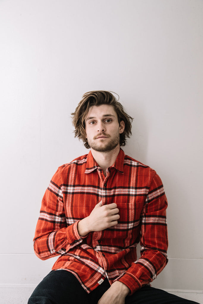 KATO "The Ripper" Organic Cotton Vintage Plaid Brushed - Red - City Workshop Men's Supply Co.